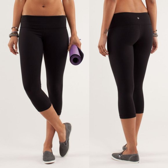 lululemon athletica Pants - Lululemon Black Luon Low Rise Wunder Under Crop